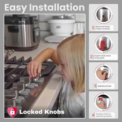 image for Vadiff 2025-26 Mom's Choice Winner- Gas Stove Knob Locks - Red Silicon