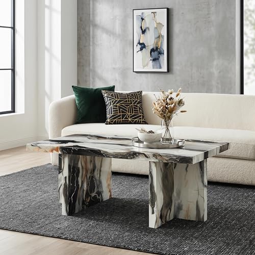 Roundhill Furniture Mchome Contemporary Coffee Table Off-White Faux Marble