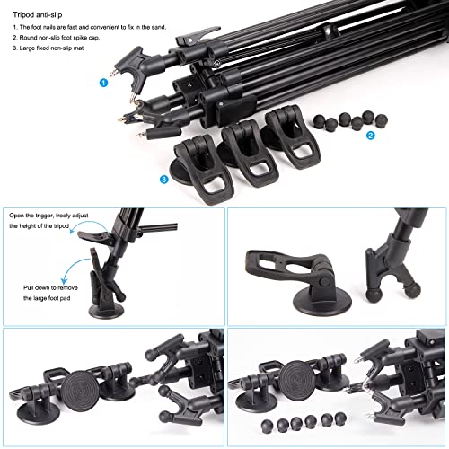 Système de trépied vidéo,CAMBOFOTO 163cm Trépied Professionnel en Aluminium à Double Tube,Tête Fluide 360°,Compatible avec Les Caméscopes Canon Nikon DSLR, Charge Maximale 8kg - Image 6