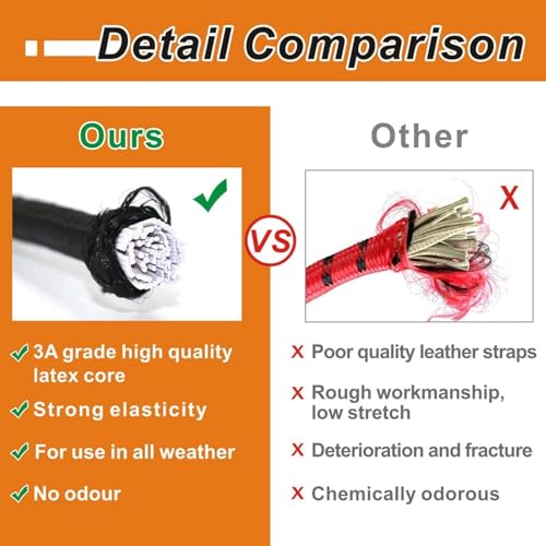 Image of Xfopz 6 Pcs Carabiner Bungee Cords with Hooks- Heavy Duty Bungee Straps Strong Elastic Rope for Outdoor Tent, Luggage Rack, Camping, Cargo, RV, Bike, Transporting,100 LBS Max Break Strength