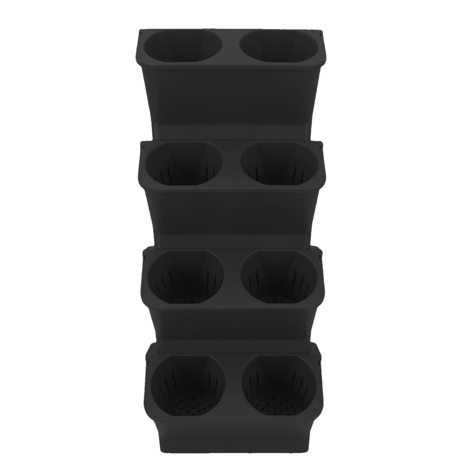 Pots de Fleurs Empilables - Set de 4 Pots Auto-Irrigants à Double Couche | Support à Intérieur Extérieur pour Balcon Jardin Terrasse | Décoration Maison et Outils de Jardinage