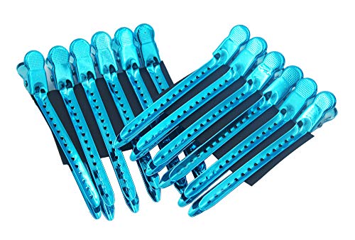 12Pcs Dividing Duck Bill Clips, Clamp Hair Styling Clips Hairpin Metal Hairdressing Sectioning For Salon Styling Tools (Blue)