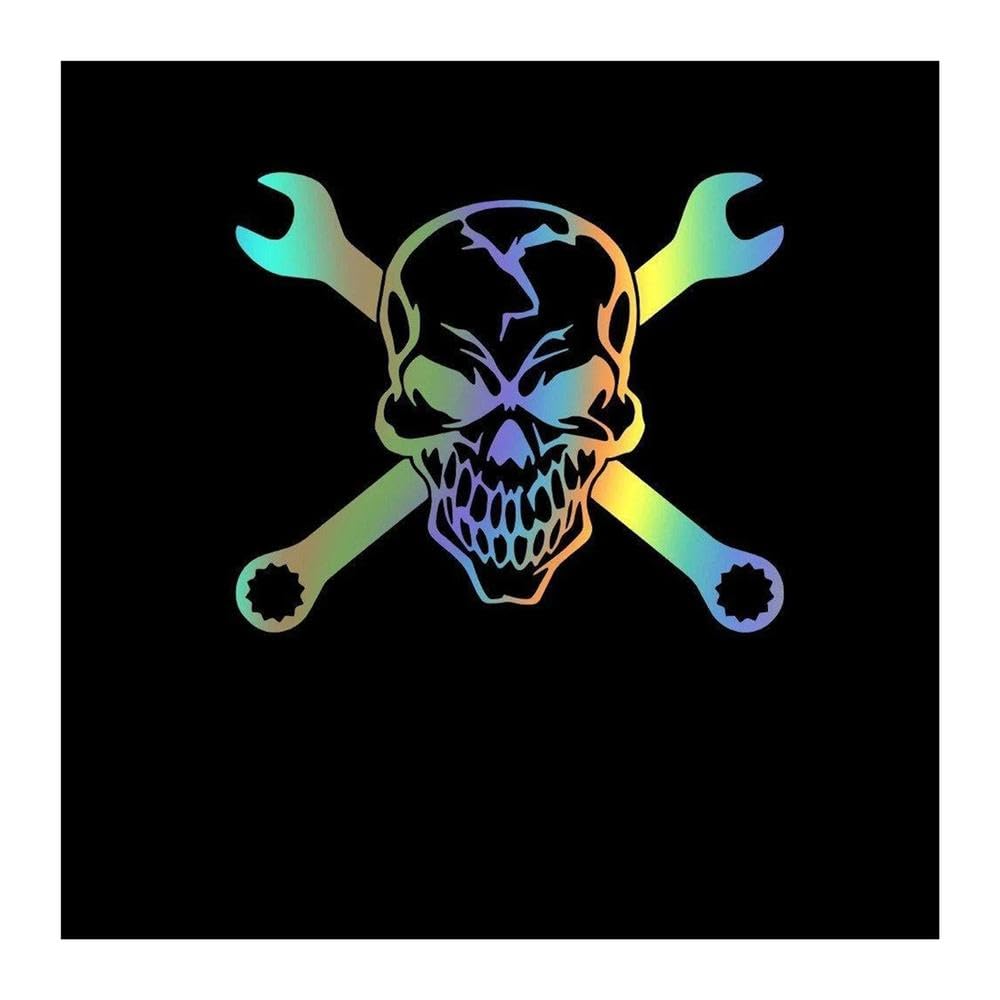 Skull Car Sticker Hood Decal Decorative Vinyl(Reflective Lasers,28cmX33cm)