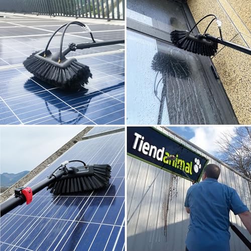 3,6-10,8 m Pértiga para Limpiar Ventanas/Cepillo telescópico con Suministro de Agua/Limpiador Extensible para techos de invernaderos/Raspador/Dispensador de jabón (7,2 m)