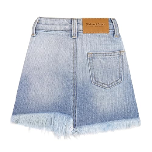 KIDSCOOL SPACE Baby & Little Girls Summer Denim Skirt,Raw Edge Fashion Jeans Short Dress2