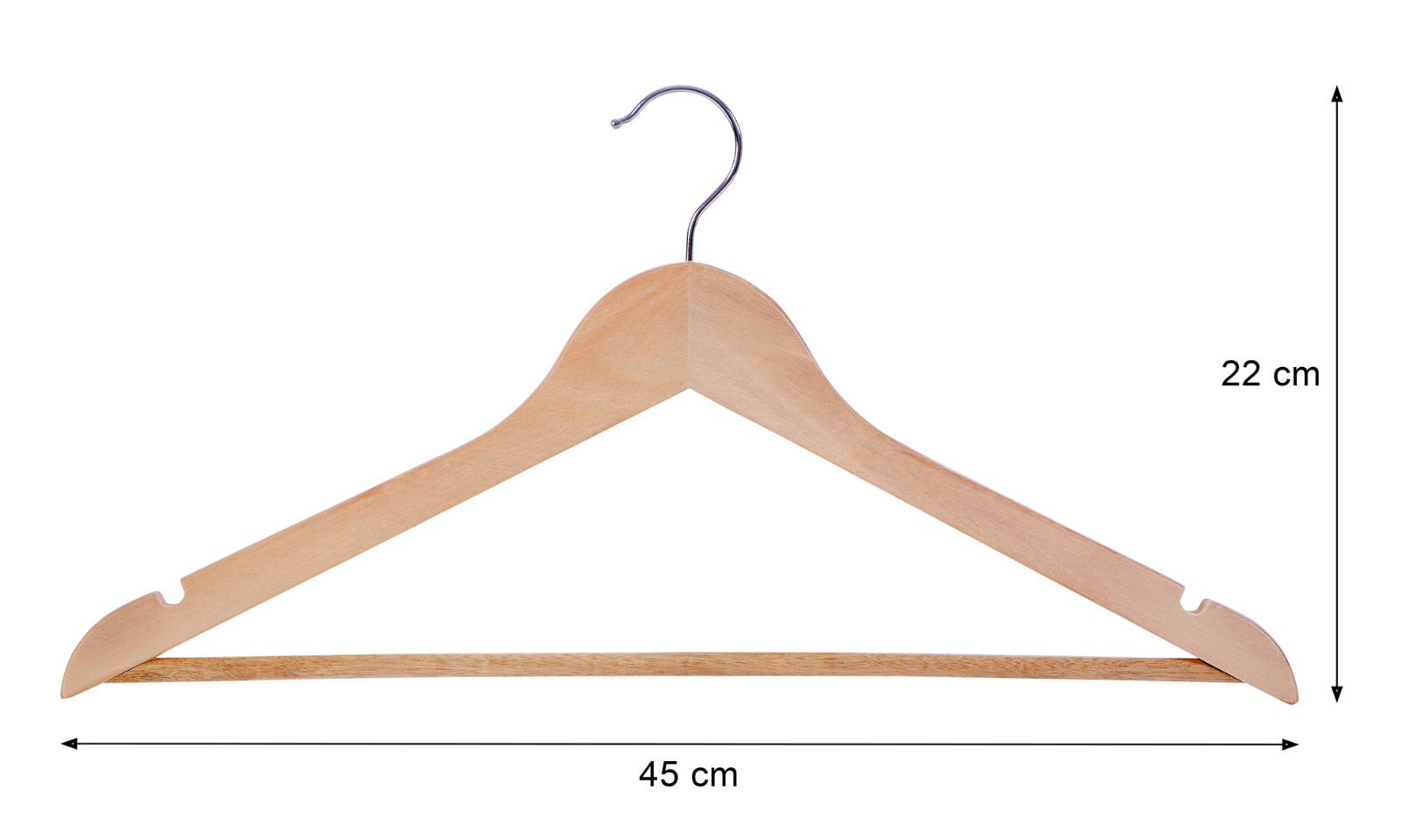 Perchas de Madera | Color Natural | Diseño Elegante | Madera Maciza | Perchas con Garra | para Trajes | Pack de 40 Unidades | Gancho de Acero Inoxidable Giratorio |