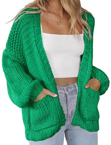 Women's Cardigan Chunky Open Front Slouchy Cardigans Oversized Cable Sweaters Casual Knit Pocketed Coat4