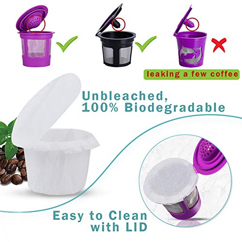 Image of CAPMESSO Disposable Coffee Filters with Lid Kerig Paper Filter for Reusable Single Serve Pods Compatible with Keurg 2.0 & 1.0 Coffee Maker (White, 200)
