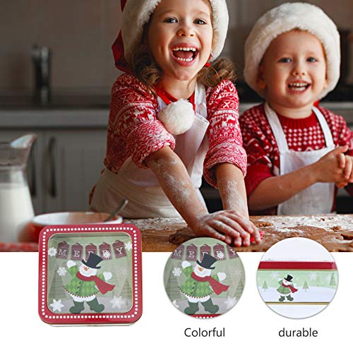 KESYOO 15X15cm Caixa de Folha de Flandres de Natal Com Janela Vazia Latas de Biscoitos Caixa de Pres