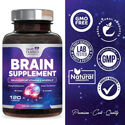 Brain Booster Supplement To Support Focus - Brain Supplement For Memory Support, Clarity, Energy And Concentration Support With, Bacopa Monnieri, And Phosphatidylserine - 120 Capsules #TOP3