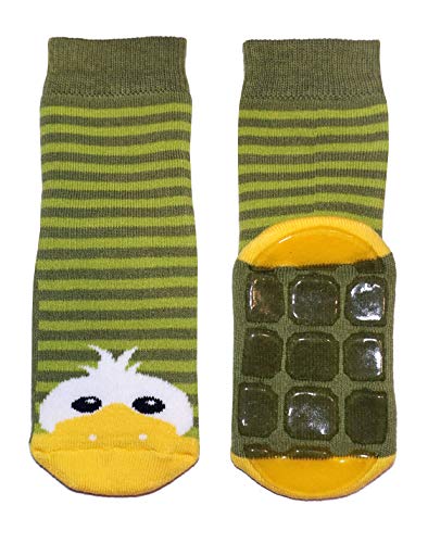 Weri Spezials Calcetines de algodón para niños, antideslizantes, ABS, para niñas y niños con diseño de patos, verde, 27 - 30