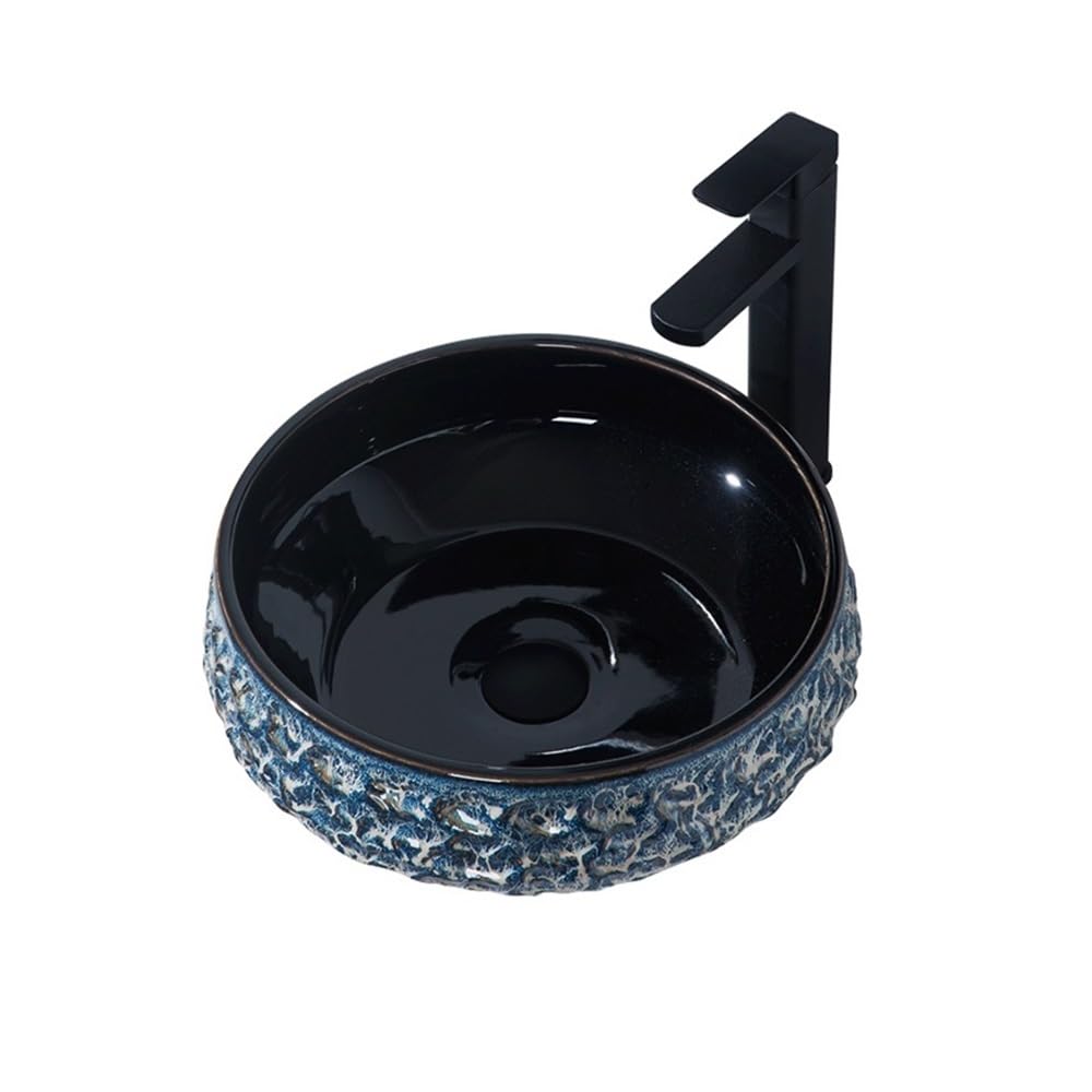 Hhmmei2024-23 Basin Sink Light Luxury Nordic Style Above Counter Basin Balcony Bathroom Ceramic Round Sink Vessel Bowl