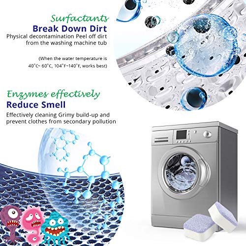 HIWILL Washing Machine Cleaner Effervescent Tablets, Solid Washer Deep Cleaning Tablet, Triple Decontamination Remover with Natural Biological Formula, for Front Load and Top Load Washers 26 Count - Thumbnail 6