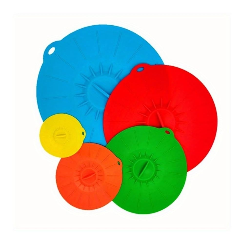Shungong 5-Pack Silicone Microwave Covers - Reusable Suction Lids For Pots, Pans, And Bowls - Splatter Protection & Food Storage Solutions(5pcs Colorful)