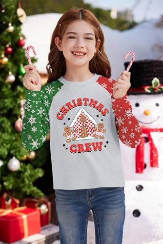 Image of BesserBay Girl's Christmas Buffalo Plaid Raglan Top Funny Holiday Graphic Shirt 4-14 Years