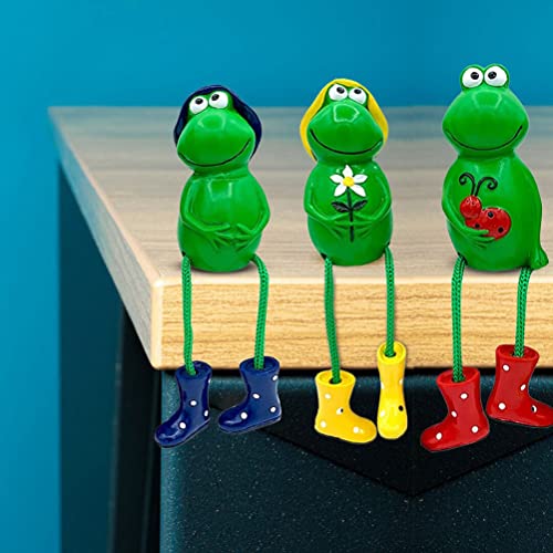 Tixiyu 3Pcs Frog Garden Ornaments Frog Sitting Toad Plant Pot Garden Statue Hanging Feet Perchers Figures Decrative Frog Statue Indoor Outdoor Decor for Home Garden Decoration - Image 2
