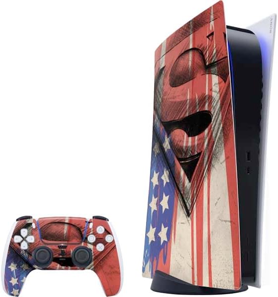 Skinit Decal Gaming Skin Compatible with PS5 Bundle - Officially Licensed DC Comics Superman Crest Design