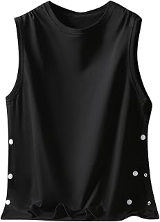 Zeiyignr Men's Post Shoulder Surgery Tank Tops Recovery Tear Away Sleeveless Loose Full Open Side Snap Adaptive Clothing