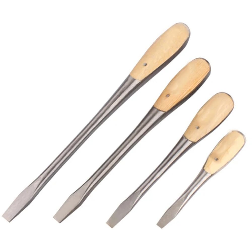 Xnuiasqe Light Heavy Duty Slotted Screwdriver Wooden Handle Knockable Flat Blade 6 8 10 12 In Wooden Handle Flathead Hand Repair Tool