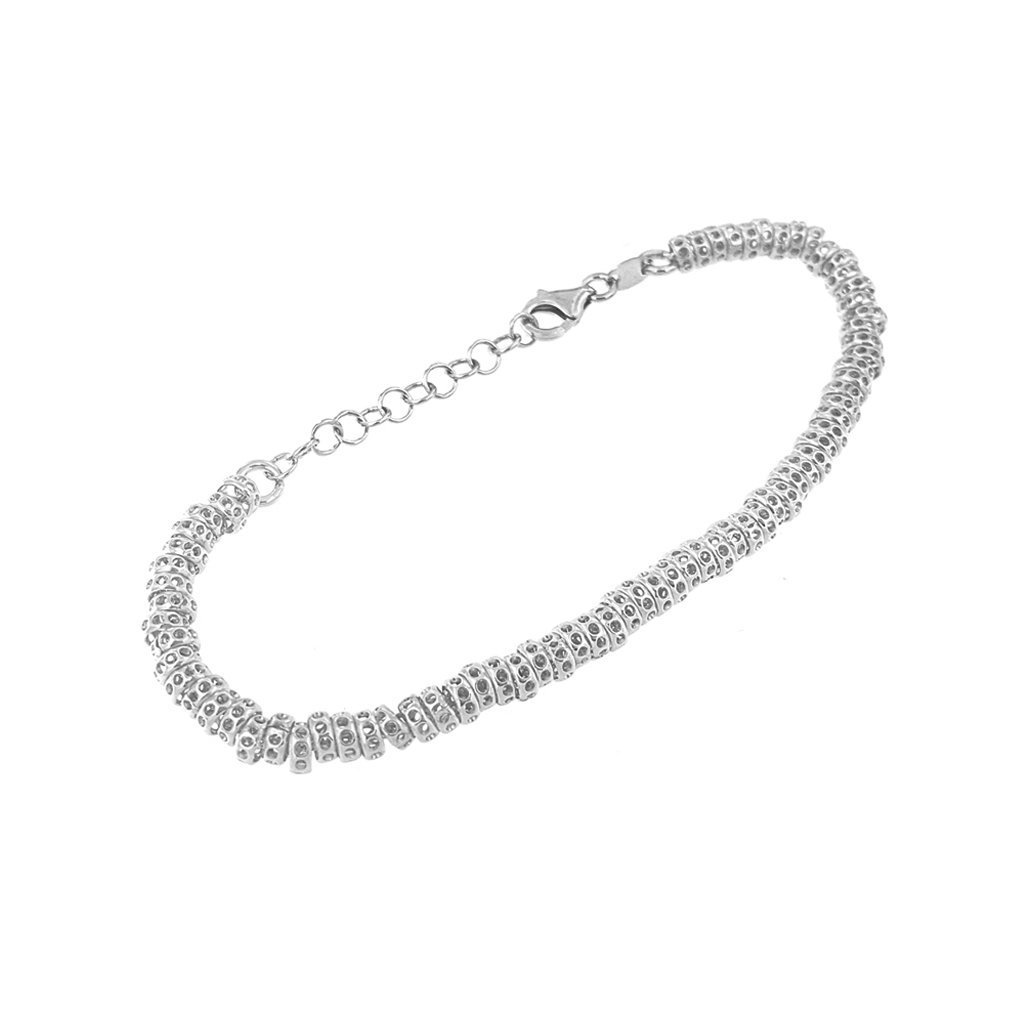 Bracciale con rondelle traforate diametro 4 millimetri in argento 925 per uomo e donna.