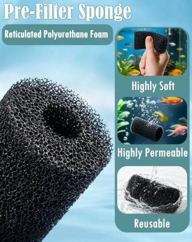 Image of 6 Pcs Prefilter Sponge Filter Compatible with Fluval AC20 /AC30 /AC50 Power Filter Replacement Foam Sponge for Freshwater Saltwater Aquariums, Protect Small Fish Shrimp and Fry