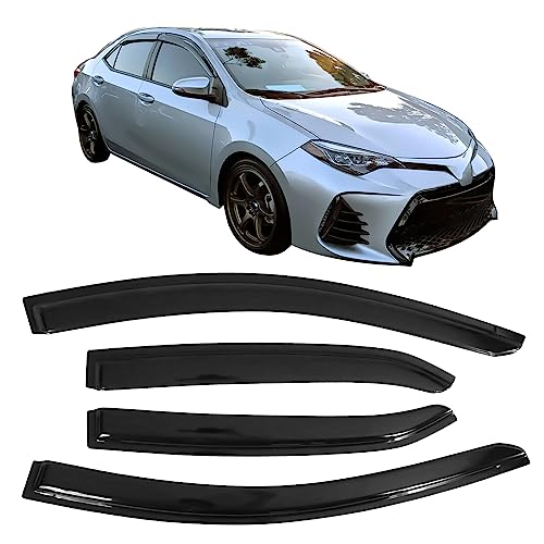 Window Visors Compatible with 2014-2019 Toyota Corolla Sedan, Dark Smoke Car Rain Sun Window Shade Guard Visor by IKON MOTORSPORTS, 2015 2016 Window Visors Compatible with 2014-2019 Toyota Corolla Sedan, Dark Smoke Car Rain Sun Window Shade Guard Visor by IKON MOTORSPORTS, 2015 2016
