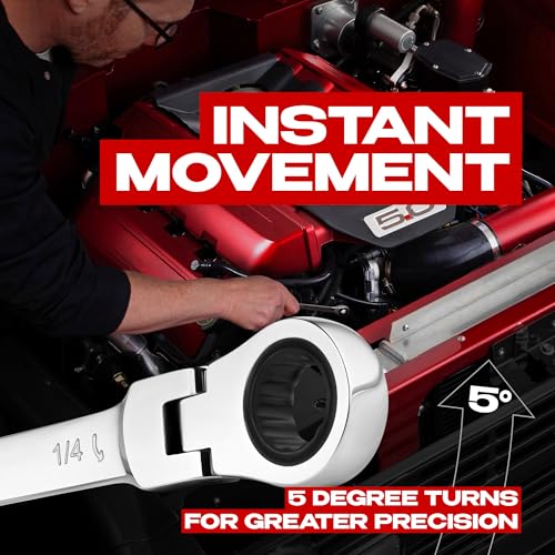 Image of Jaeger 1 /4 Inch Flex Head Ratchet Wrench, 4 Degree Swing arc, 12-Point Ratchet Combination Wrench, 90-Tooth