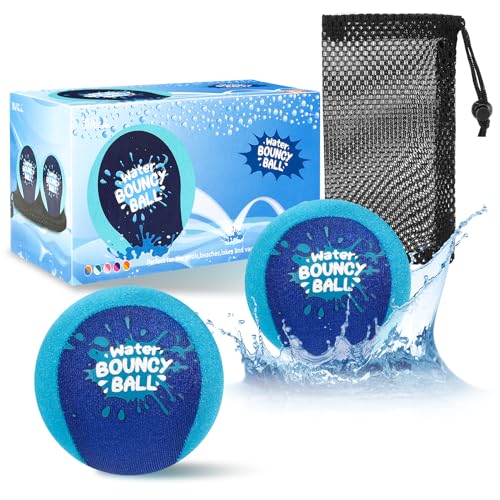 Vasmeiy Bola Que Rebota en el Agua, 2 Paquetes, Leap Ball, Pelotas De Agua Reutilizables Water Bouncing Ball Secado Rápido Juegos de Playa Piscina Mar Fiesta y Actividades(Azul)