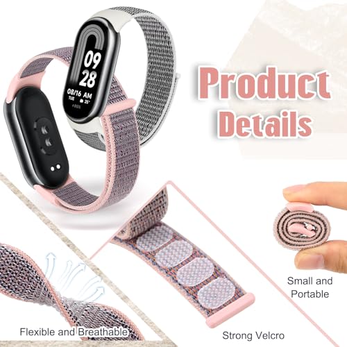Image of Nylon Sport Band Compatible with Xiaomi Smart Band 10 /9 /8 for Women Men, Soft Adjustable Breathable Sport Loop Watch Strap Replacement Wristband for Xiaomi Mi Band 10 /9 /8, 3pcs