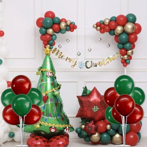 Image of TONIFUL 4 Set Dark Red Green Balloon Stand Balloon Centerpiece for Table