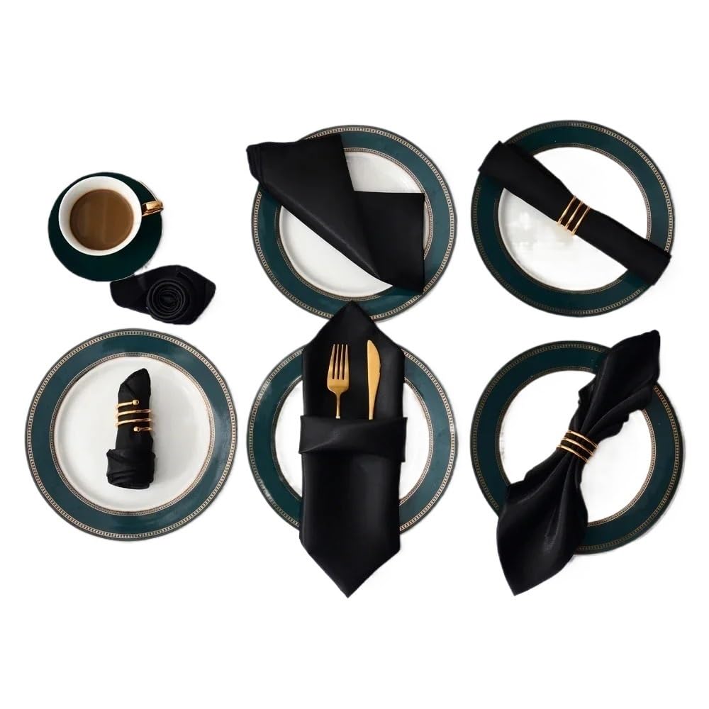 Cloth Dinner Table Napkins, Ester Dinner Napkins 12Pcs 30x30cm Multicolor Satin Table(12pcs Black)