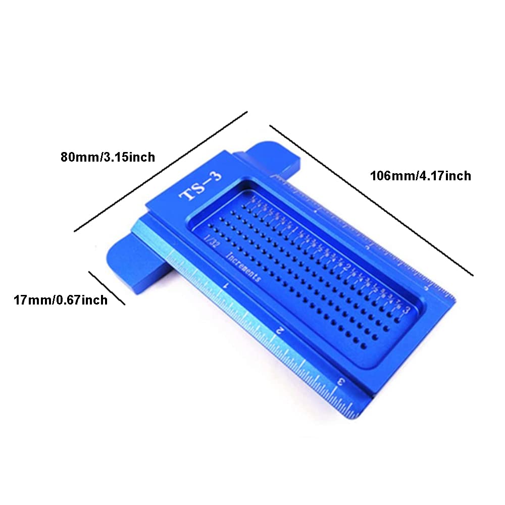 Precision Hole Marking T Ruler, Alloy Steel Hole Positioning Scribing Gauge, Saddle Square Layout Scriber, Woodworking Measuring Tool, Blue