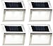 Produktbild Lunartec Treppen Solarleuchten: 4er-Set Solar-LED-Wand- & Treppen-Leuchten für außen, Edelstahl, 20 lm (Solarleuchten für Treppenstufen)