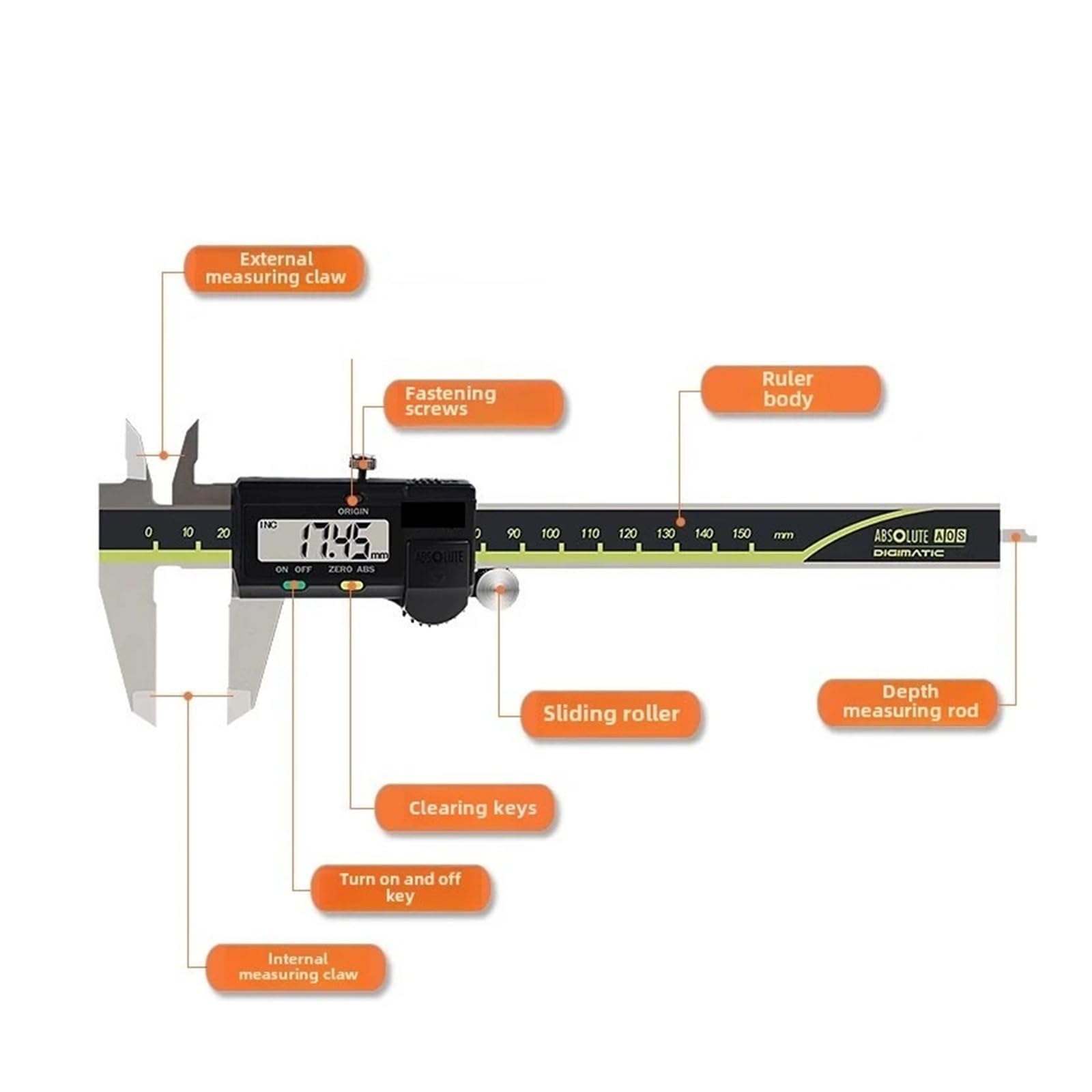 Calibradores digitales 0-150 200 300 mm Herramienta de medición de calibrador Vernier de acero inoxidable(0-200mm 500-197-30)