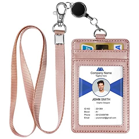 OFFCUP PU Leather ID Card Holder with Lanyard Cover