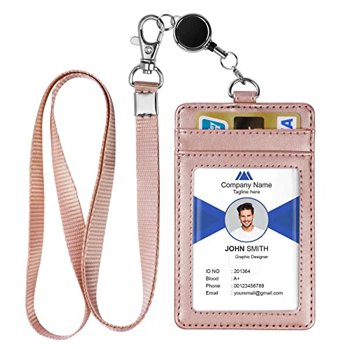 OFFCUP Porta Badge in Pelle PU, Retrattile e Portachiavi, Cordino