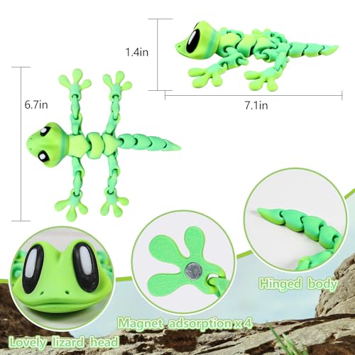 Yaozyety 3D Printed Articulated Lizard, Flexible Dynamic Animals Toys, Full Articulated Toy with Magnets, Adults Fidget Toys for Autism ADHD, Home Office Decor, Festival Gifts (Green) by Yaozyety - Image 3