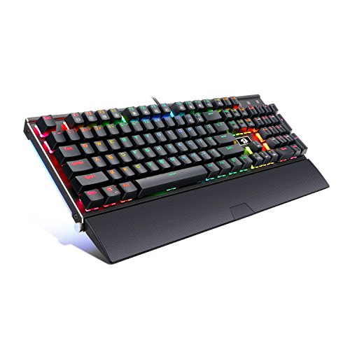 Preisvergleich Produktbild Redragon K567-RGB Mechanische Tastatur RGB Hintergrundbeleuchtung, RGB mechanische Gaming-Tastatur mit blauen mechanischen Schaltern, Flugzeug-Aluminium-Konstruktion, 104 Tasten Full-Size Tastatur