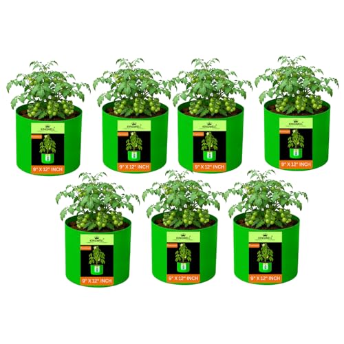 Image of Kingwell grow bags 9x12 inches pack of 7 For Terrace Garden Vegetable Plant Grow Bags Fruits Growing Containers For terrece Gardening