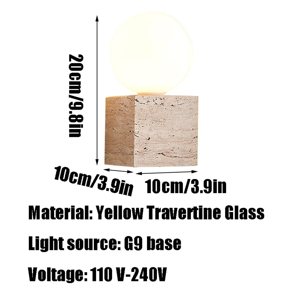 Nordic Industrial Style Wall Light, G9 Base Flush Mount Yellow Travertine Glass Sconce, Single Head Minimalist Lamp, Bedside Living Room Balcony Mounted Fixtures