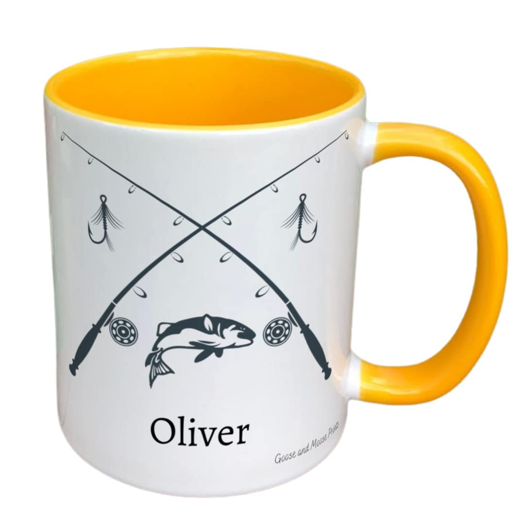 Personalised Fishing Lines Mug Gift - Present for Fishing Lovers - Gifts for Fisherman - Personalised Hobby Mug - Country Style Mug (Red)