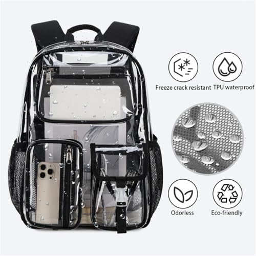 TPU Clear Backpack Heavy Duty, Clear Backpack Heavy Duty Stadium Approved Transparent Large Plastic (Black)4