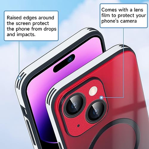 Coque iPhone 14 MagSafe dégradé rouge antichoc avec protection objectif - 3