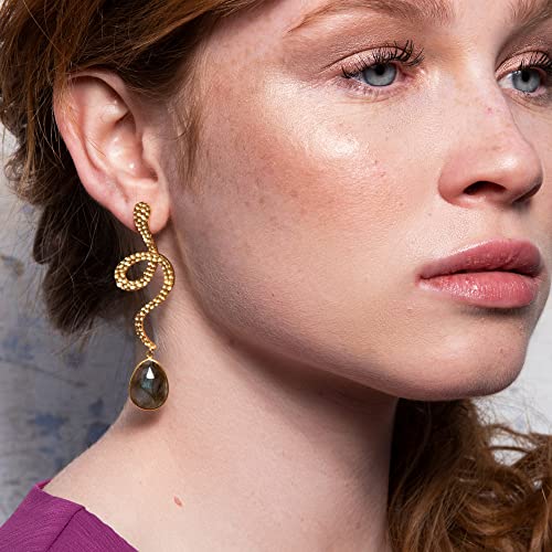 Boucles d'oreilles Thar Gris en pierre naturelle et argent - 2