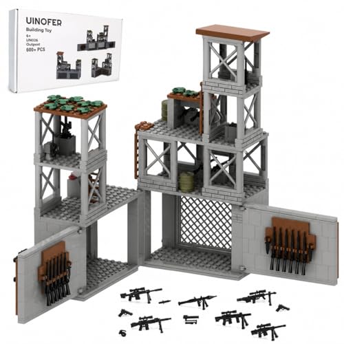 UINOFER Juego de bloques de construcción de escena militar, modelo de arquitectura de bases de bricolaje WW2, arquitectura de vigilancia militar, accesorios compatibles 75387 (Outpost)
