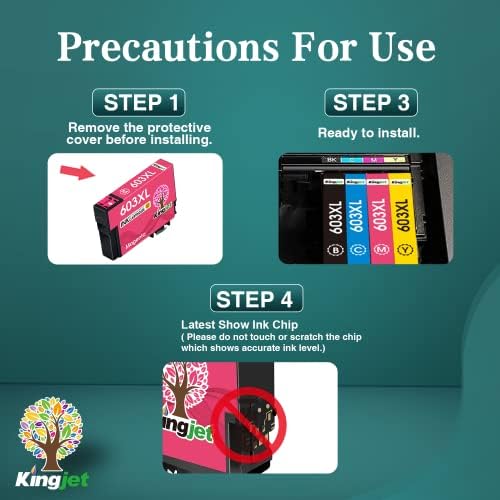 KINGJET 603XL Ink Cartridges Replacement for Epson 603 603XL Starfish Ink Multipack for Expression Home XP-2100 XP-2105 XP-3100 XP-3105 XP-4100 XP-4105, Workforce WF-2810 WF-2830 WF-2835 WF-2850