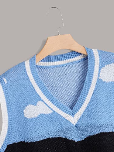 SHENHE Women's Plus Size V Neck Cute Cow Print Graphic Sweater Vest Preppy Knit Top Tank3