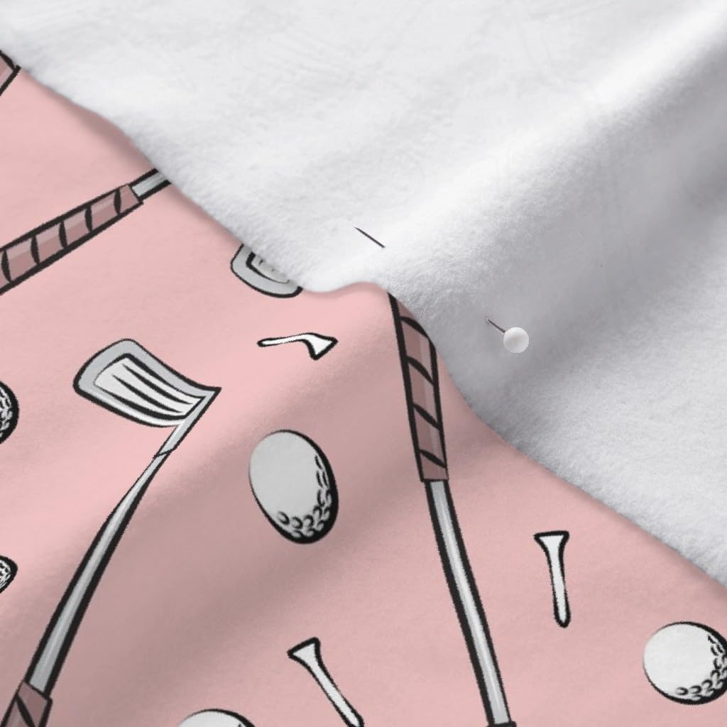 Spoonflower Fabric - Golf Clubs Pink Little Arrow Sports Golfing Tee Kids Room Printed on Polartec(R) Fleece Fabric by The Yard - Sewing Blankets Loungewear and No-Sew Projects