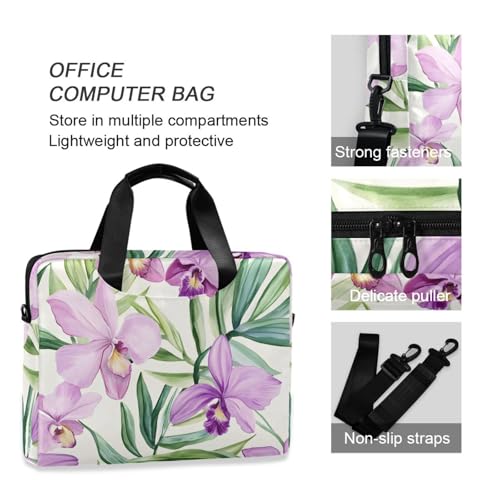 Maletín para portátil con patrón de orquídea Color Púrpura 13-15.6 pulg miniatura 6