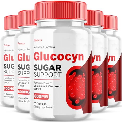 (5 Pack) Glucocyn Support Capsules Glucocyn Pills Maximum Strength Supplement Glycogen Health Formula 800MG Glycocyn Advanced Vitamin All Natural High Performance Plus (300 Capsules)